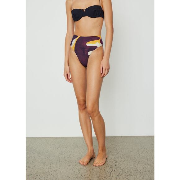 Ziah by St Agni 90s High Waist Joan Purple Camo Print Bikini Bottom Size 8 - Picture 5 of 10